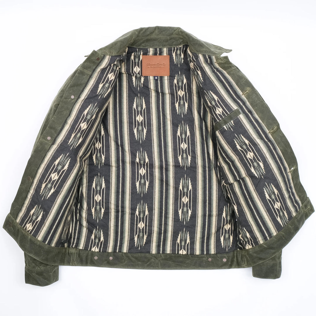 Freenote Cloth Riders Jacket Waxed Canvas - Olive