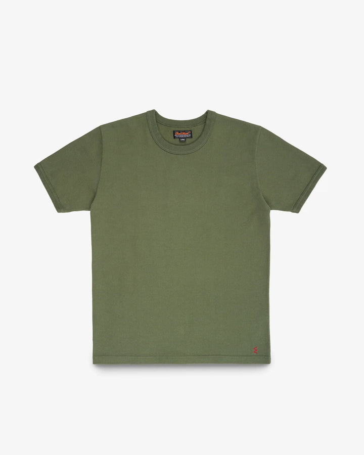 Iron Heart 11oz Cotton Knit Crew Neck T-Shirt - Olive Green