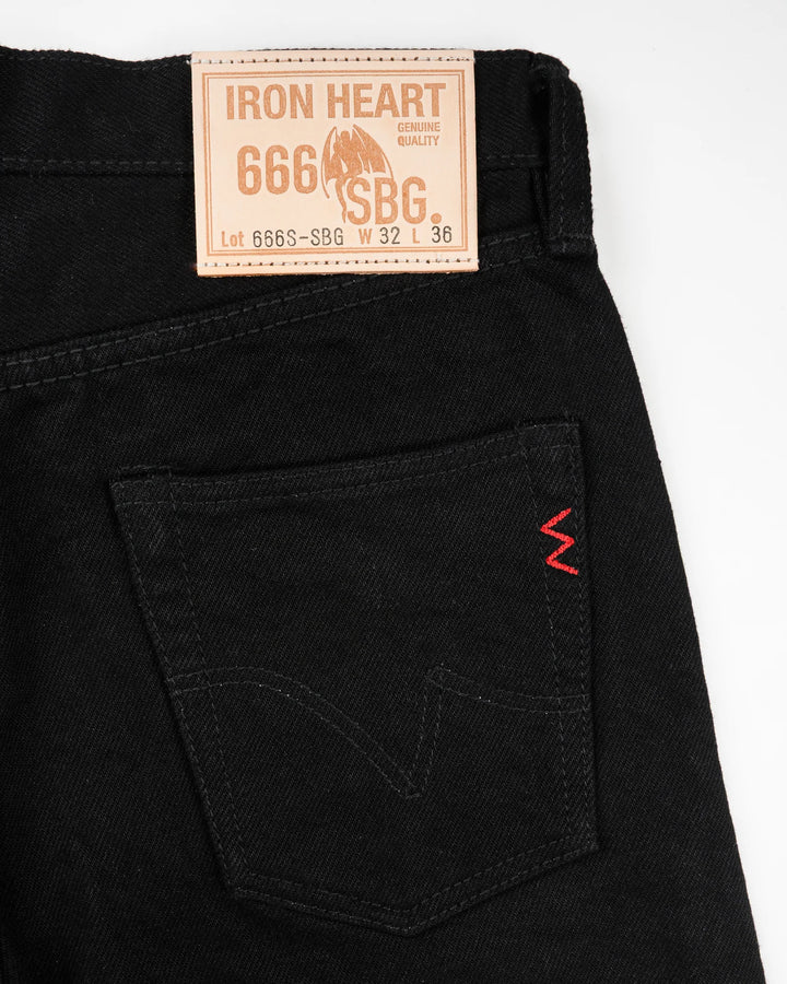 Iron Heart 666 21oz Slim Straight Selvedge Denim - Superblack (Fades To Grey)