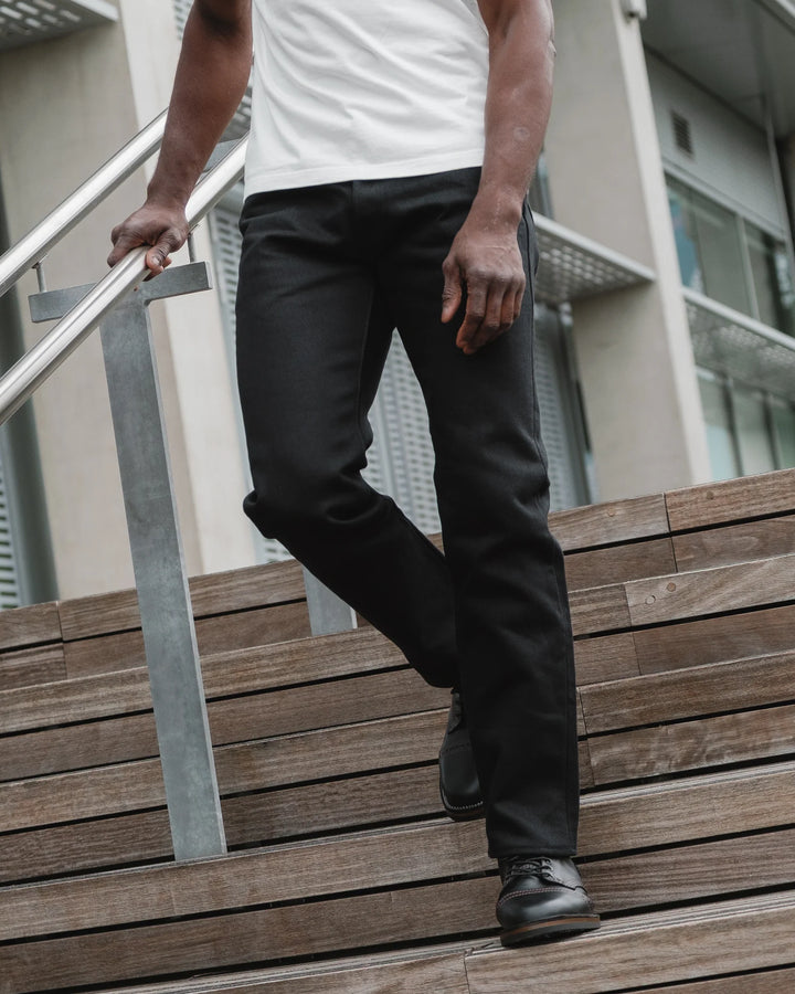 Iron Heart 666 21oz Slim Straight Selvedge Denim - Superblack (Fades To Grey)