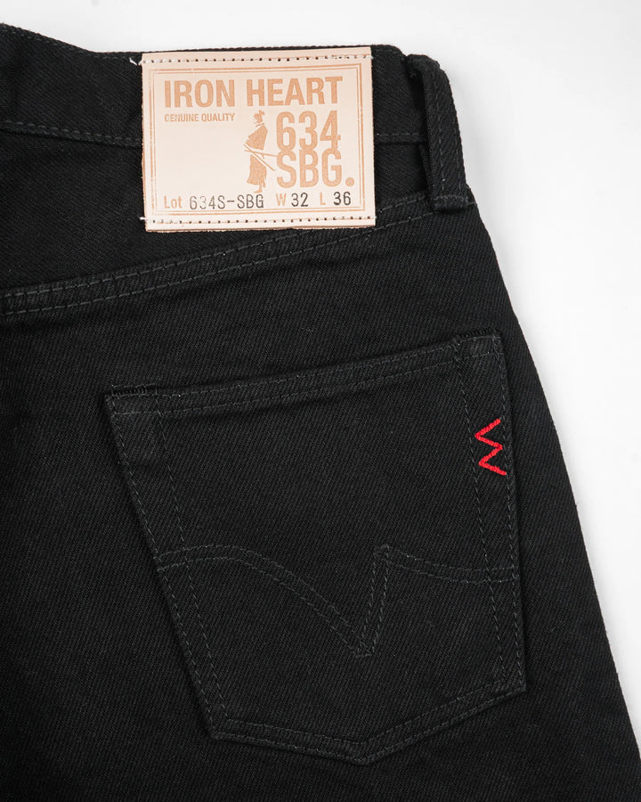 Iron Heart 634S 21oz Selvedge Denim Straight Cut Jeans - Superblack (Fades To Grey)
