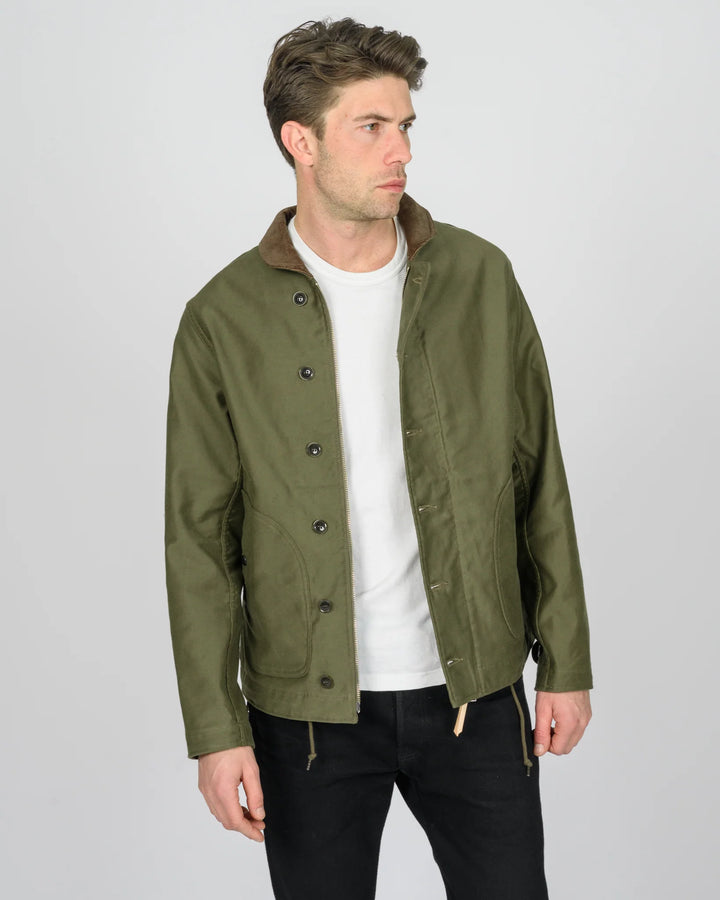 Iron Heart 12oz Whipcord Lightweight N1 Deck Jacket - Olive Drab Green