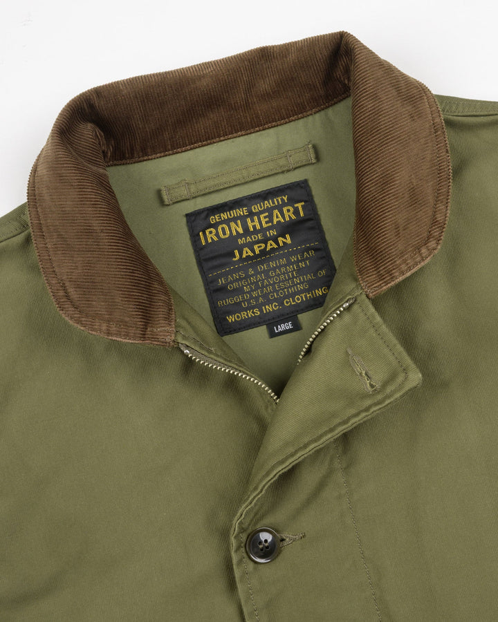 Iron Heart 12oz Whipcord Lightweight N1 Deck Jacket - Olive Drab Green
