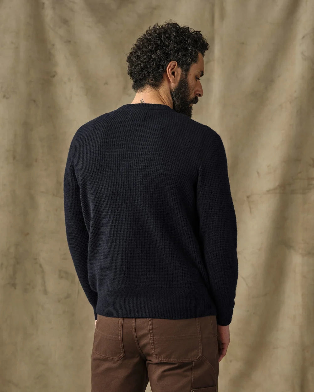 Filson Waffle Knit Merino Wool Sweater - Dark Navy