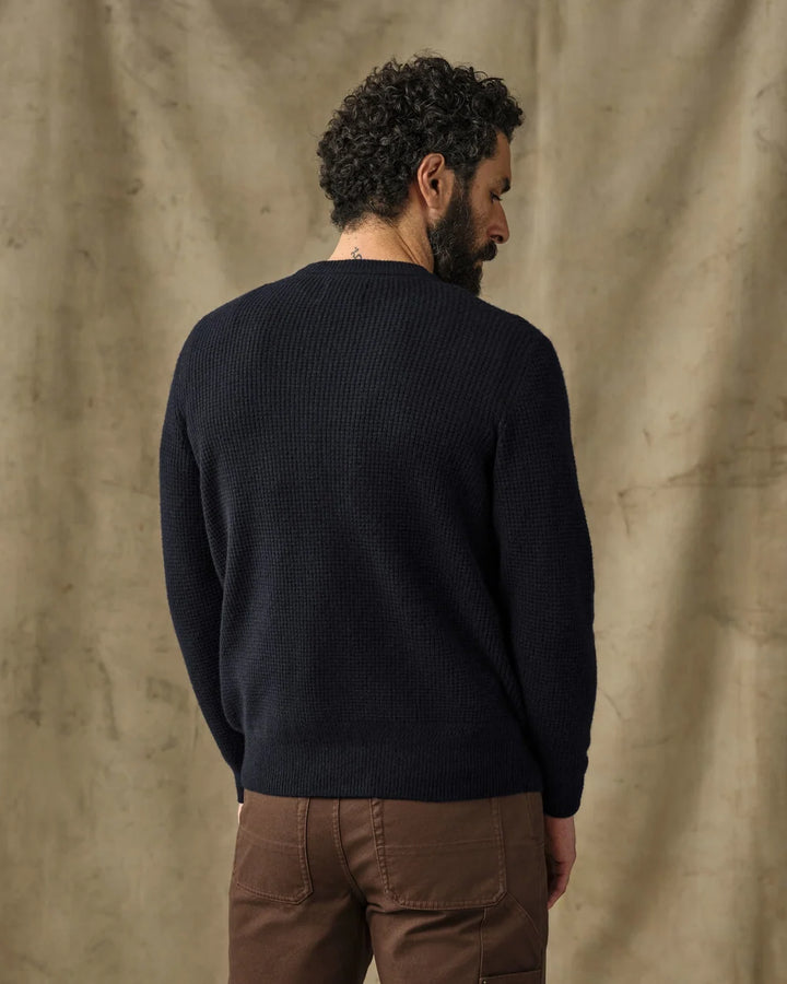 Filson Waffle Knit Merino Wool Sweater - Dark Navy