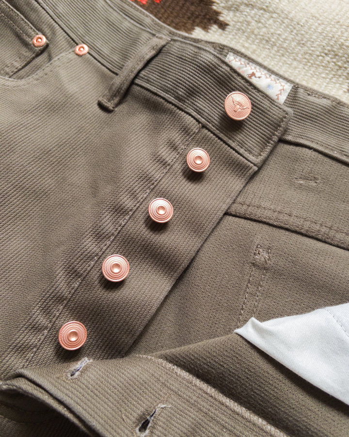 Wythe Bedford Cord Five Pocket Pants - Faded Olive