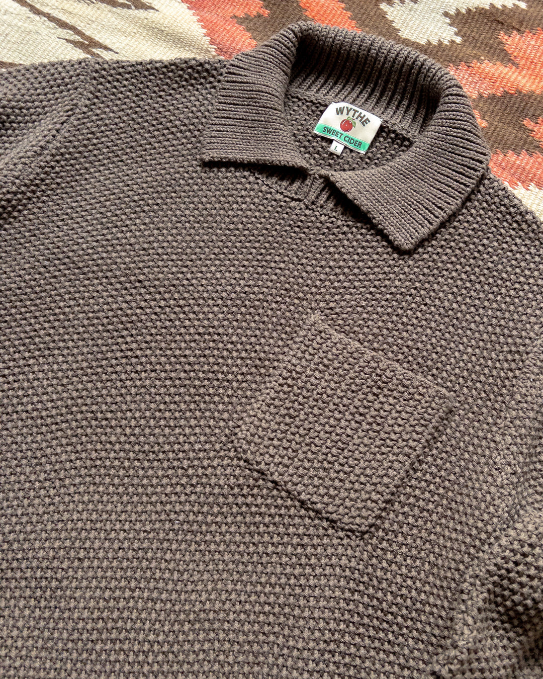 Wythe Moss Stitch Collared Sweater - Dusty Olive