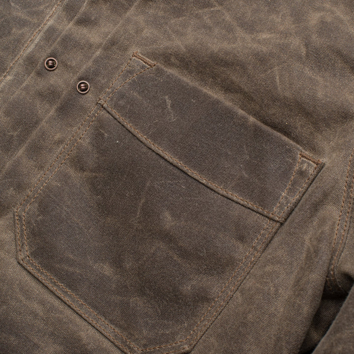 Freenote Cloth Riders Jacket Waxed Canvas - Oak with Red Liner