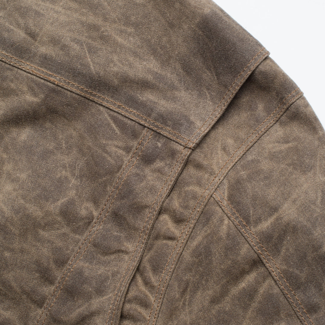 Freenote Cloth Riders Jacket Waxed Canvas - Oak with Red Liner