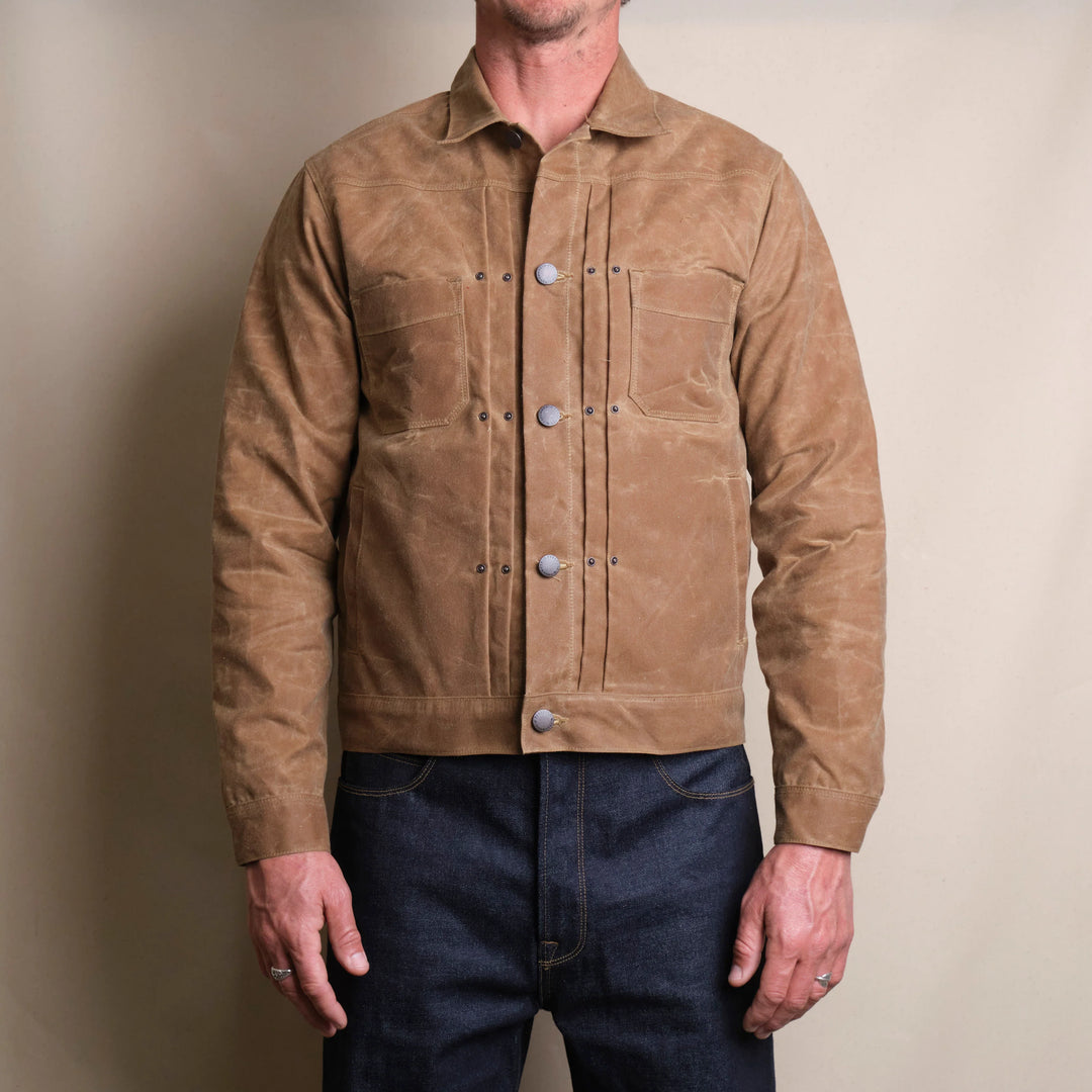 Freenote Cloth - Waxed Canvas Riders Jacket in Rust with Brown Interior