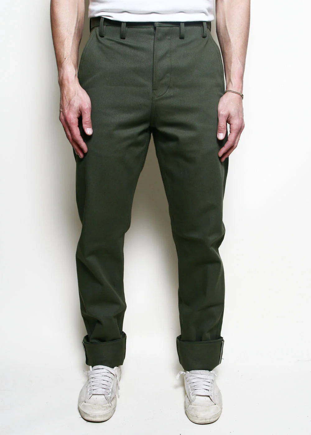 Rogue Territory Officer Trousers High - Olive Selvedge