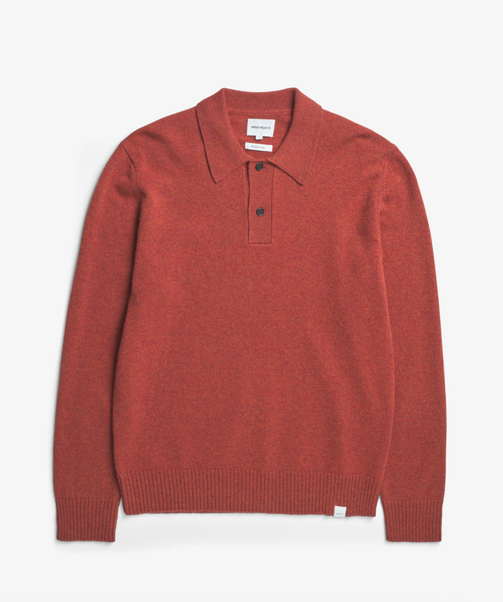 Norse Projects Standard Merino Lambswool Polo - Brick