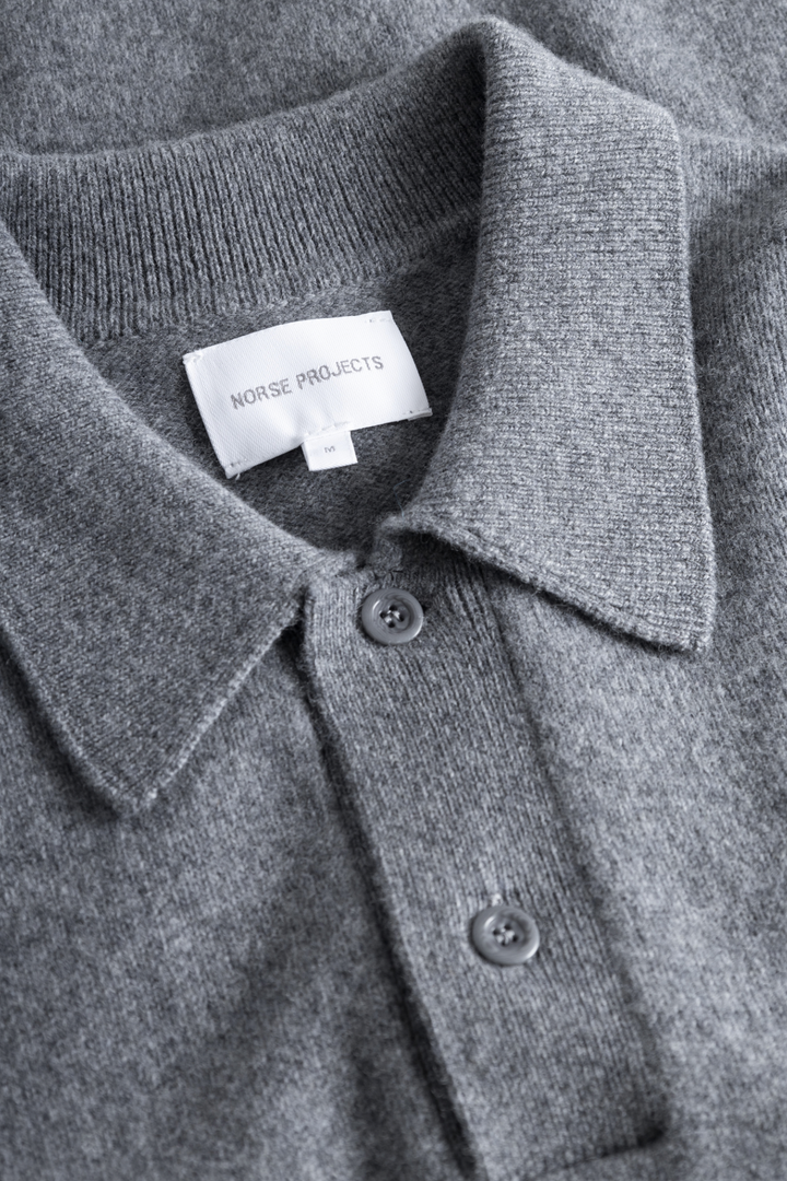 Norse Projects Standard Merino Lambswool Polo - Grey Melange