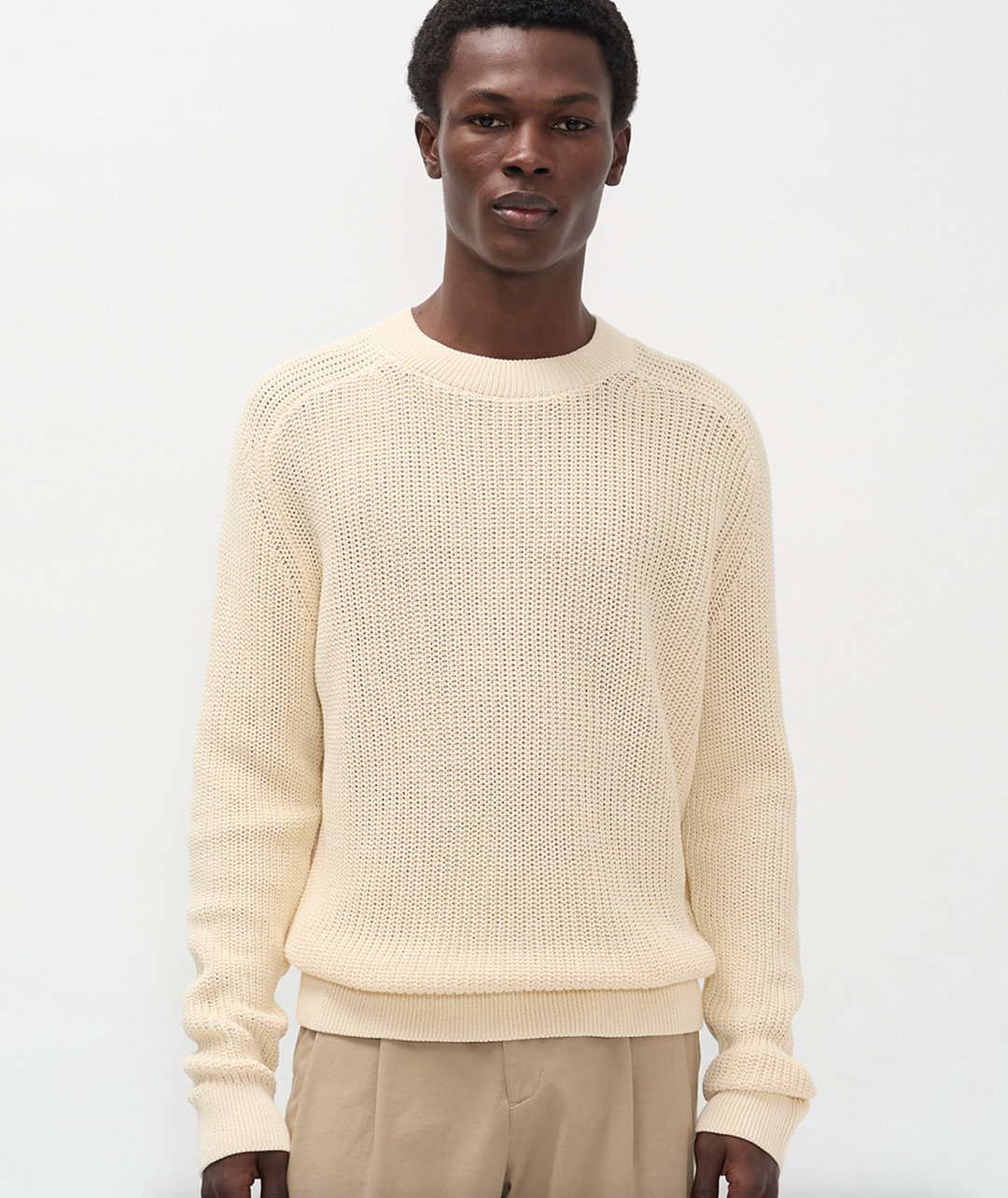 Norse Projects Limfjorden Cotton Paper Saddle Fishermen Sweater - Natural Ecru