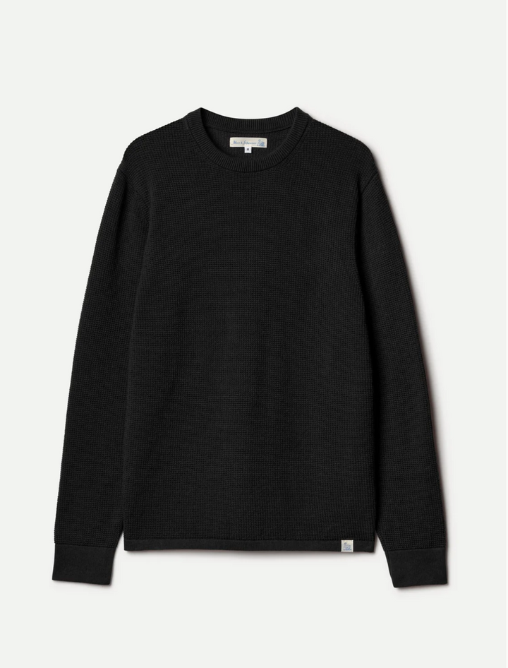 Merz b. Schwanen Lightweight Waffle Knit Sweater - Charcoal