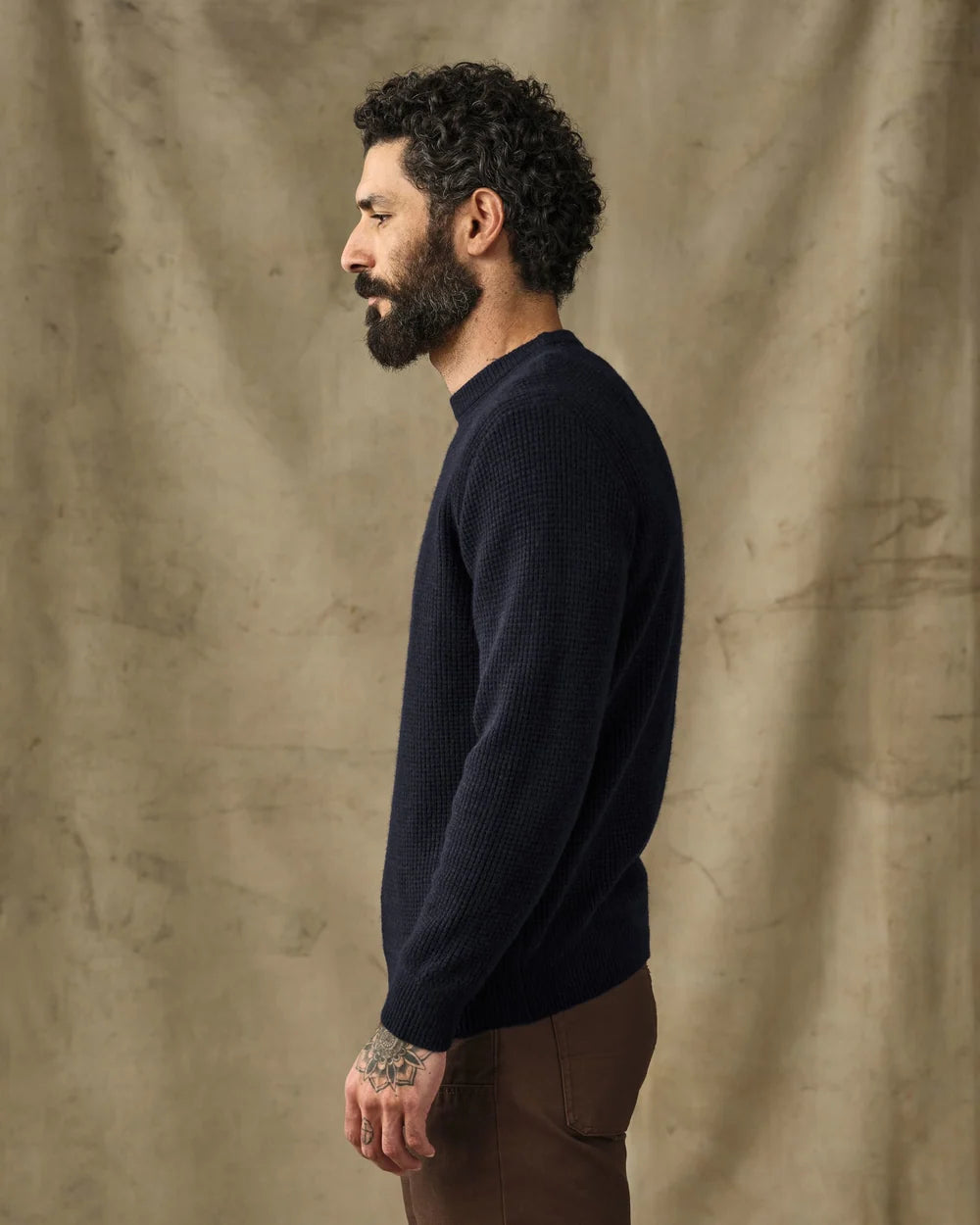 Filson Waffle Knit Merino Wool Sweater - Dark Navy
