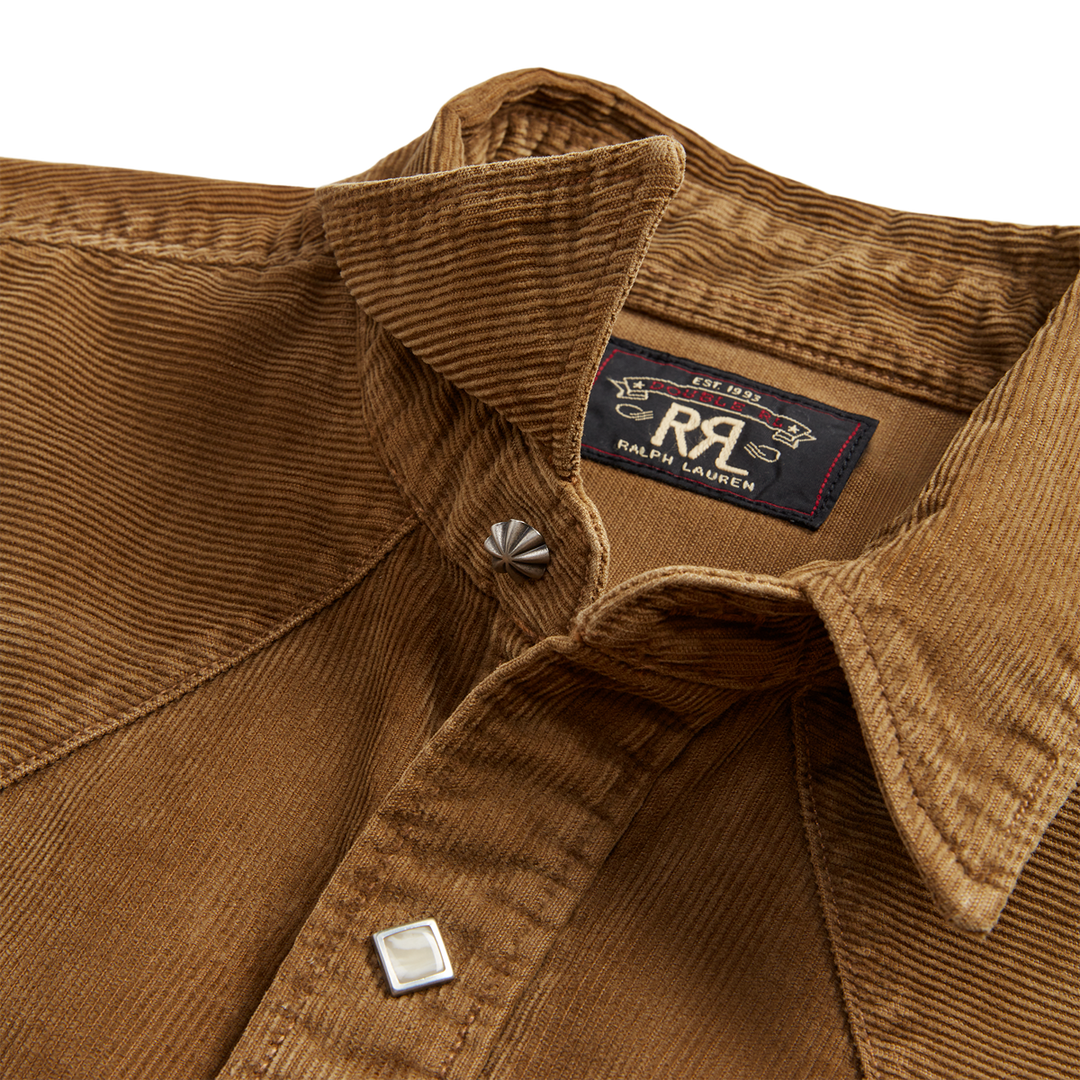 RRL Slim Fit Corduroy Western Shirt - Faded Tan