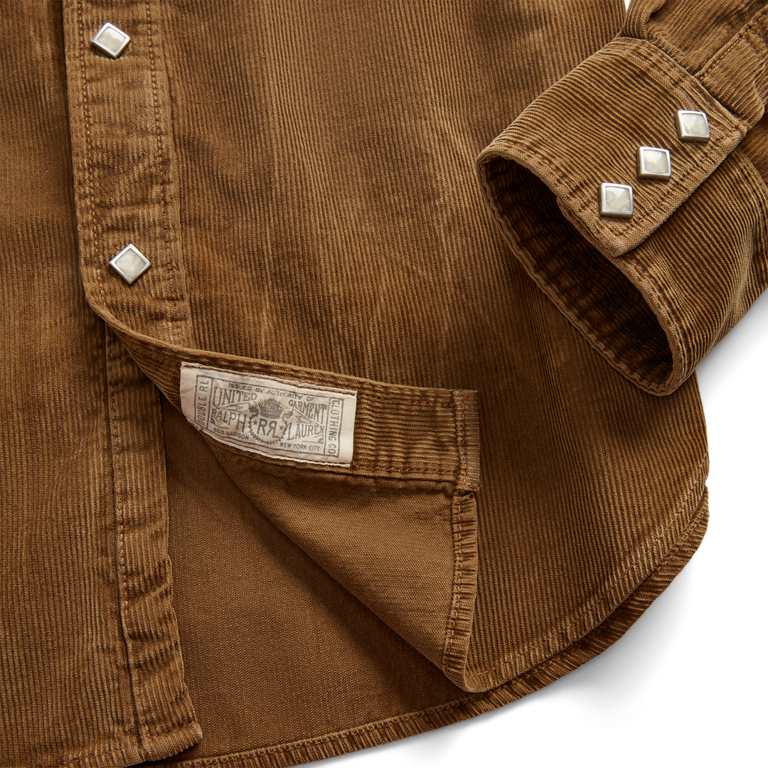 RRL Slim Fit Corduroy Western Shirt - Faded Tan