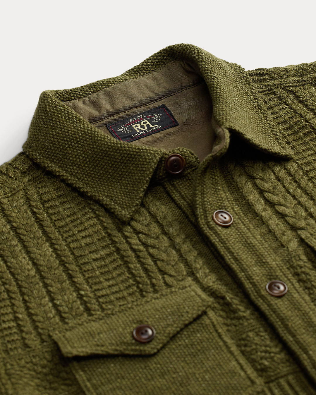 RRL - Cotton-Wool Workshirt Sweater in Olive