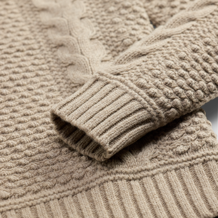RRL Long-Sleeve Wool Blend Shawl Pullover Sweater - Cream Marl